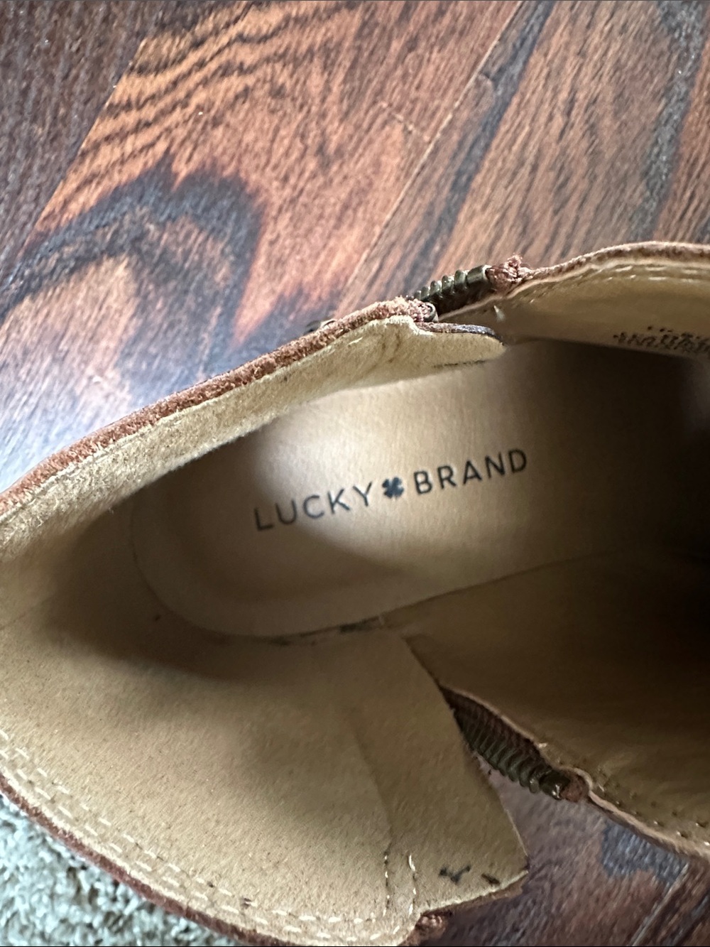 Lucky Brand Tan Leather Side-Zip Ankle Booties - Picture 8 of 8